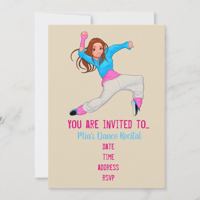 Dance hip hop modern dance recital invitation (Front)