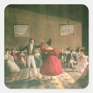 Dance in a Salon in Buenos Aires, c.1831 (w/c on p Square Sticker