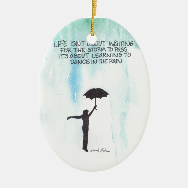 Dance In The Rain Ceramic Tree Decoration (Front)