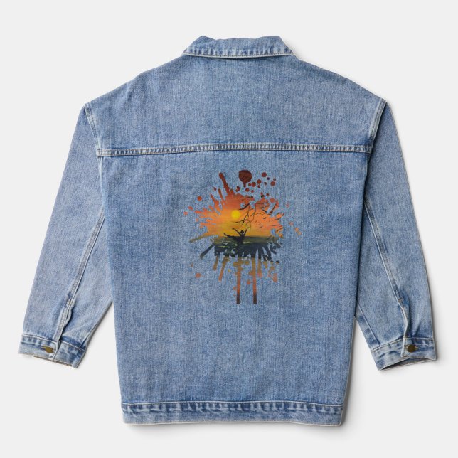     Dance in the Sunset Glow | handmade artwork  Denim Jacket (Back)