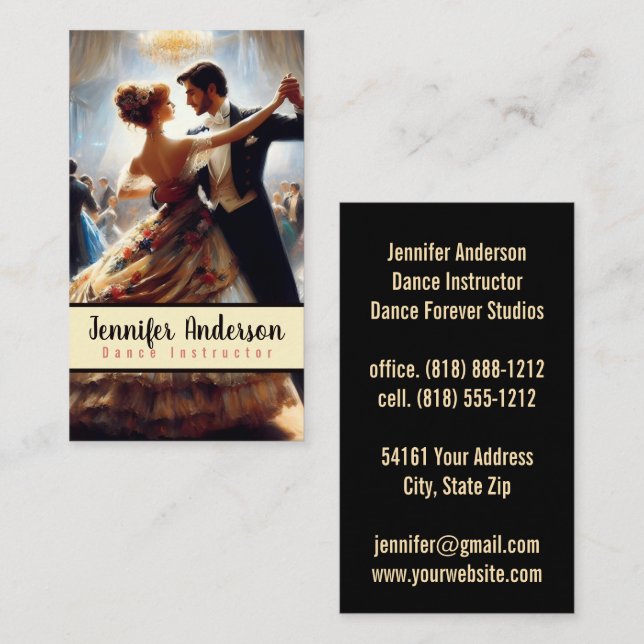 Dance Instructor Couples Dancing Business Card (Front/Back)
