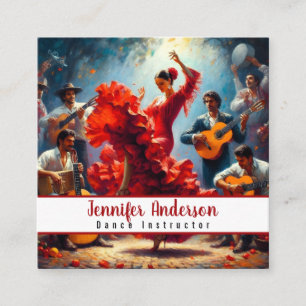 Dance Instructor Flamenco Band Square Business Card