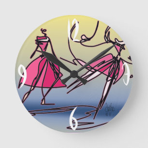 Dance, jump and turn. round clock