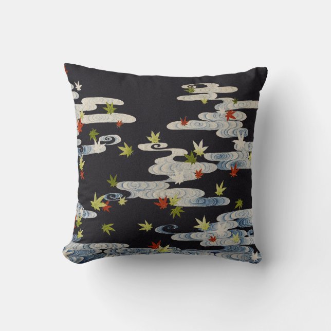 DANCE KIMONO,RUNNING WATER,FALLING LEAVES Floral Cushion (Front)