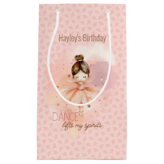 Dance Lifts My Spirits pink ballerina Small Gift Bag