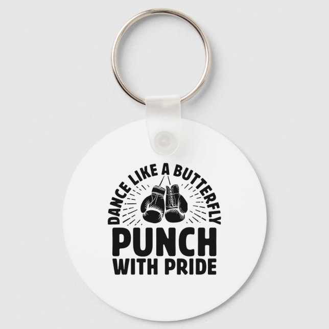 Dance Like A Butterfly Punch With Pride Boxer Spor Key Ring (Front)