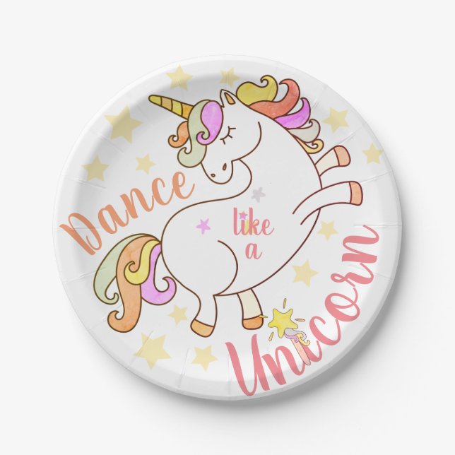 Dance like a Unicorn Personalised Paper Plate (Front)