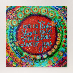 Dance like Frosty Quote Festive Colourful Jigsaw Jigsaw Puzzle