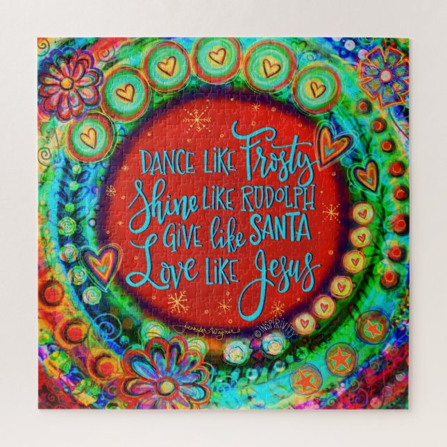 Dance like Frosty Quote Festive Colourful Jigsaw Jigsaw Puzzle (Vertical)