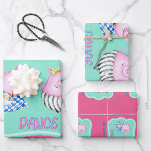 Dance Like No One is Watching Happy Dancing Pigs  Wrapping Paper Sheet