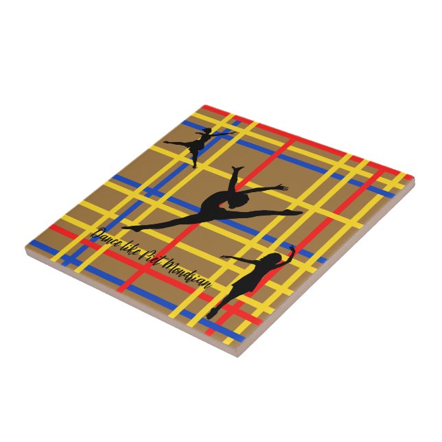 Dance like Piet Mondrian Modern Art  Ceramic Tile (Side)