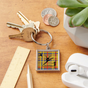 Dance like Piet Mondrian Modern Art Key Ring