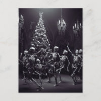 dance macabre Christmas Skeletons around the tree