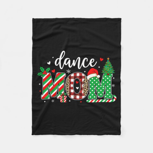 Dance Mom Christmas Buffalo Plaid Leopard Santa Ha Fleece Blanket (Front)
