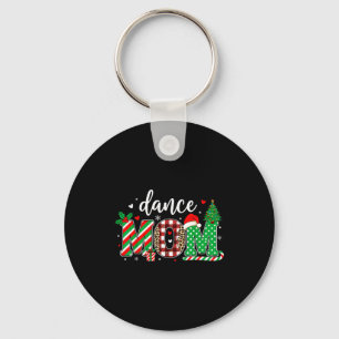 Dance Mom Christmas Buffalo Plaid Leopard Santa Ha Key Ring