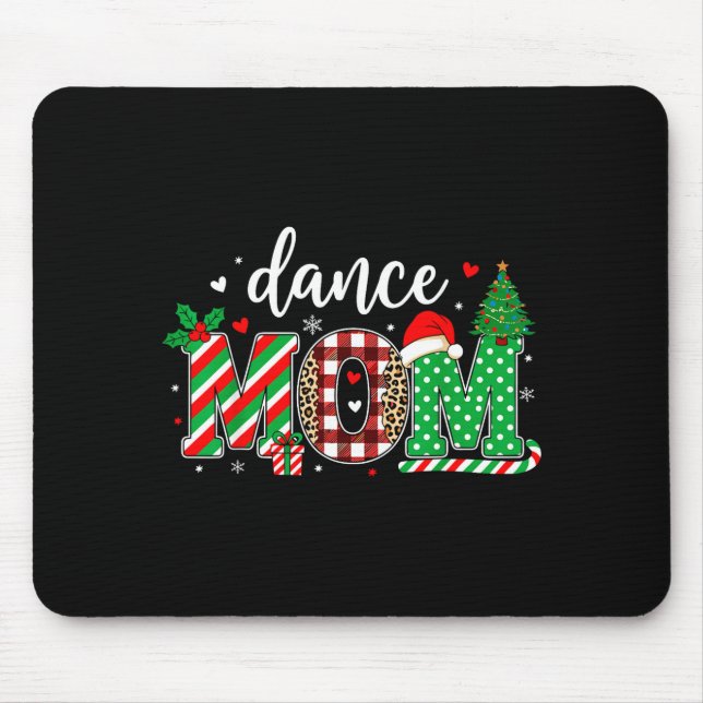 Dance Mom Christmas Buffalo Plaid Leopard Santa Ha Mouse Pad (Front)