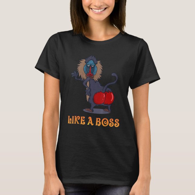 Dance Monkey - Like a Boss Baboon Monkey with Red  T-Shirt (Front)