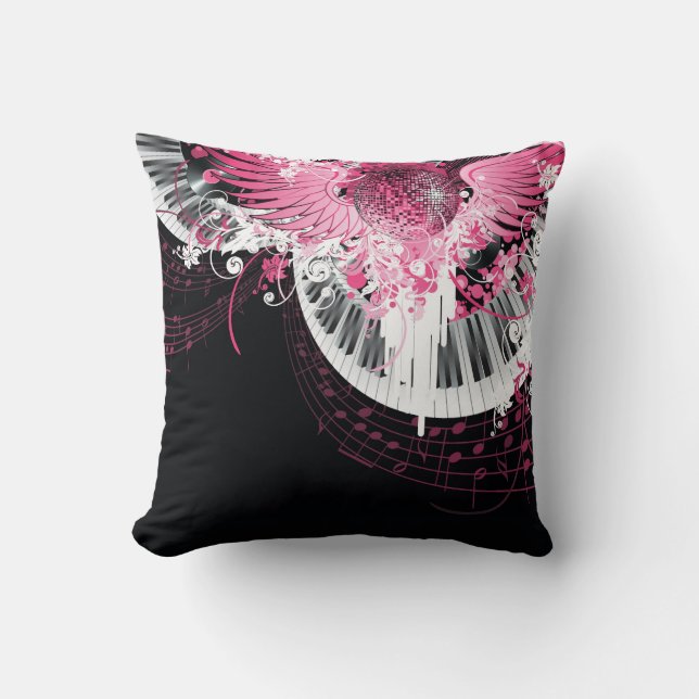 Dance Music Disco Ball Piano Couch Throw Pillow (Front)