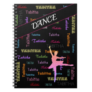 Dance Notebook with Personalised Name All Over 