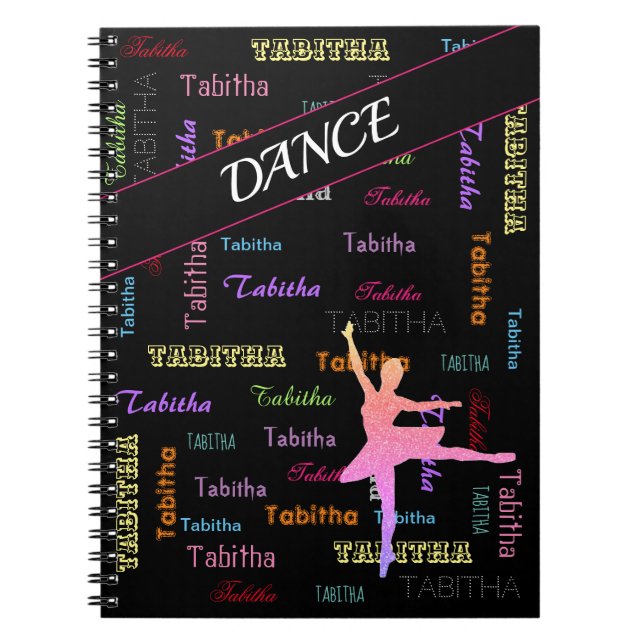 Dance Notebook with Personalised Name All Over  (Front)
