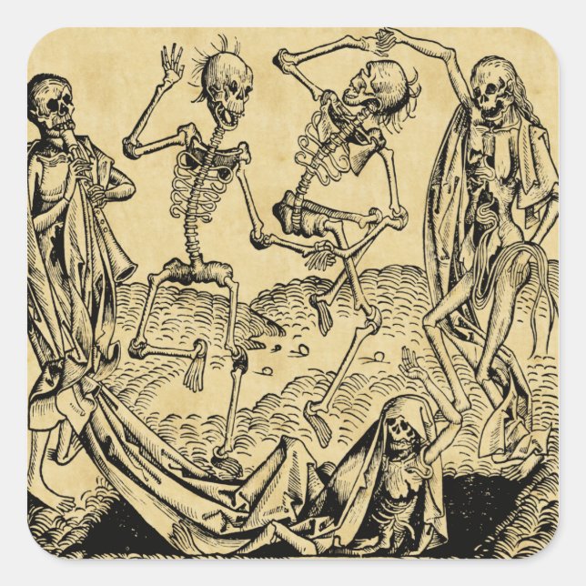 Dance Of Death By Michael Wolgemut 1493 Square Sticker (Front)