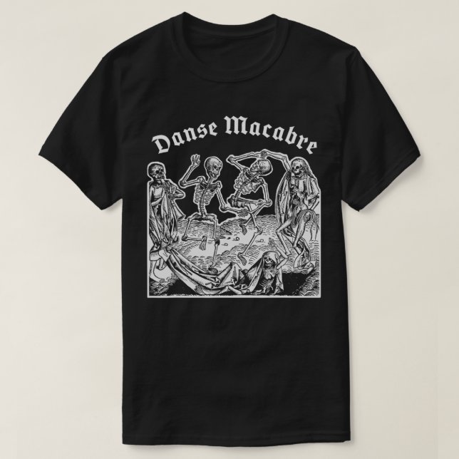 Dance of Death, Danse Macabre Creepy Mediaeval Ske T-Shirt (Design Front)