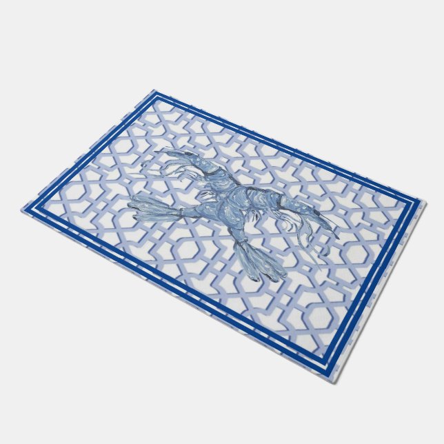 Dance of the Blue Shrimp Doormat Mat Rug (Angled)