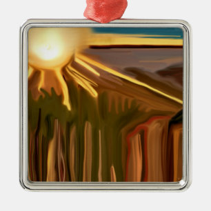 Dance Of the Cacti Abstract Art Metal Ornament