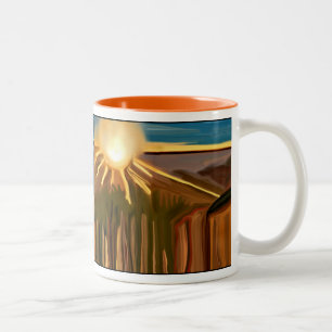 Dance of The Cacti Abstract Art Two-Tone Coffee Mug