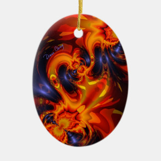 Dance of the Dragons - Indigo & Amber Eyes Artist Ceramic Ornament