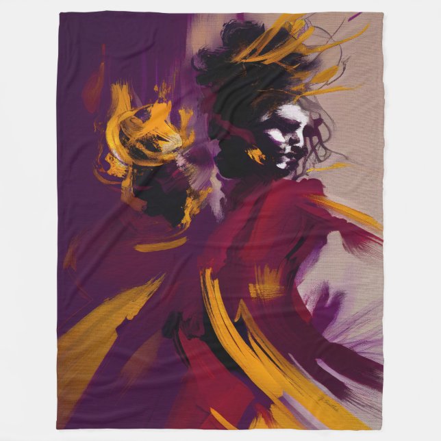 Dance Of The Mind – Expressive Abstract Figure Fleece Blanket (Front)