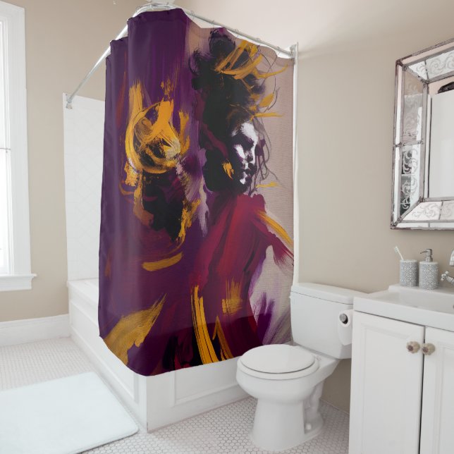 Dance Of The Mind – Expressive Abstract Figure Shower Curtain (In Situ)