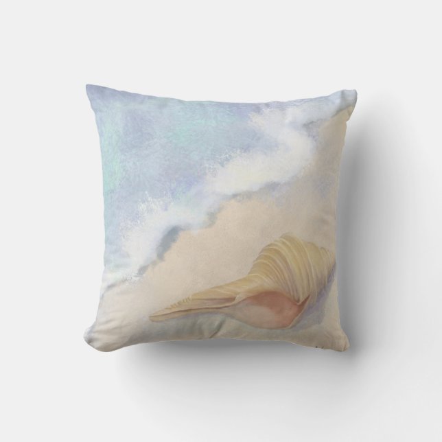 Dance of the Sea Trumpet Shell Beach Ocean Sand Cushion (Front)