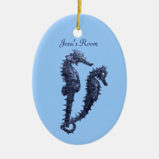 Dance Of The Seahorses (Blue) (Door Hanger) Ceramic Tree Decoration