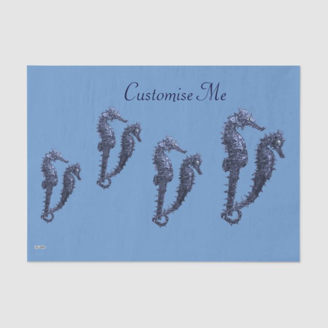 Dance Of The Seahorses (Blue) Tissue Paper (Front)