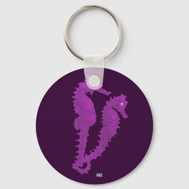Dance Of The Seahorses (Purple) Key Ring (Front)