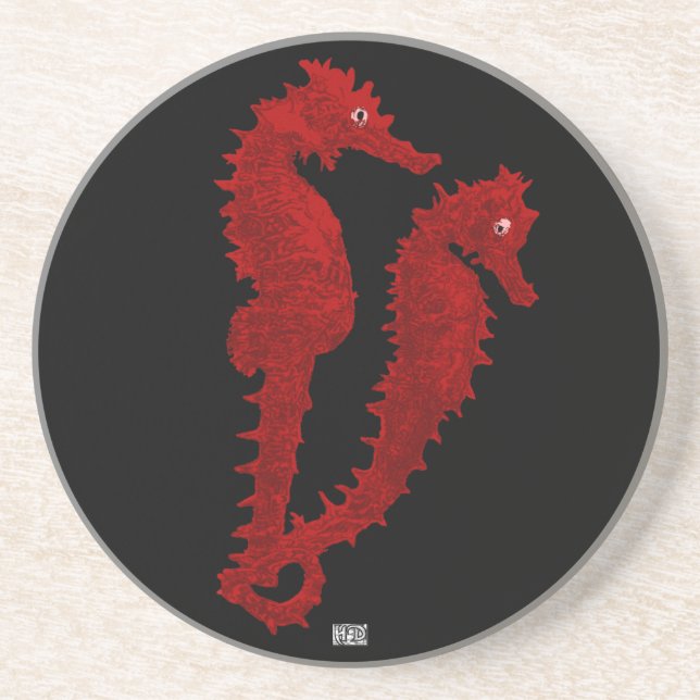 Dance Of The Seahorses (Red) Coaster (Front)