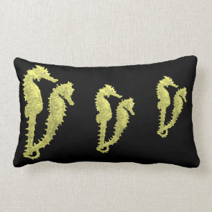 Dance Of The Seahorses (Yellow) Lumbar Cushion
