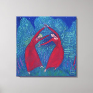 Dance of the witches, pastel painting, fantasy art canvas print