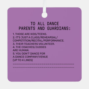 Dance Parent Reminder Apple Lavender Metal Tree Decoration