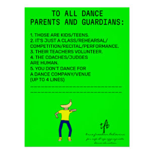 Dance Parent Reminder Banana Lime Poster