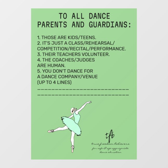 Dance Parent Reminder Sheep Sage (Sheet)