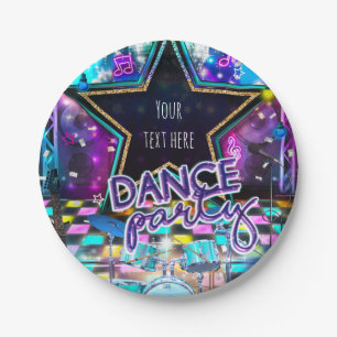 DANCE PARTY Birthday Musical Pop Rock Dance Girls Paper Plate
