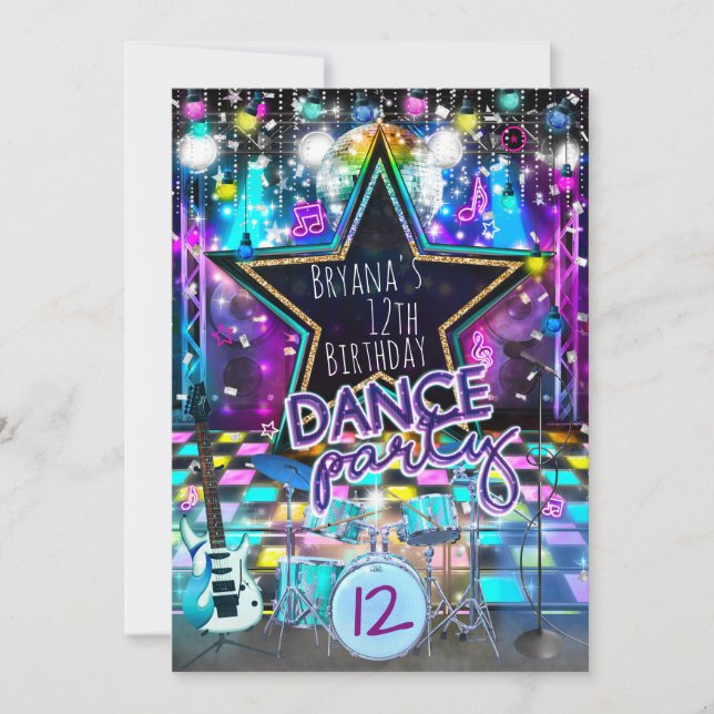 DANCE PARTY Birthday Musical Rock Star Invitation (Front)