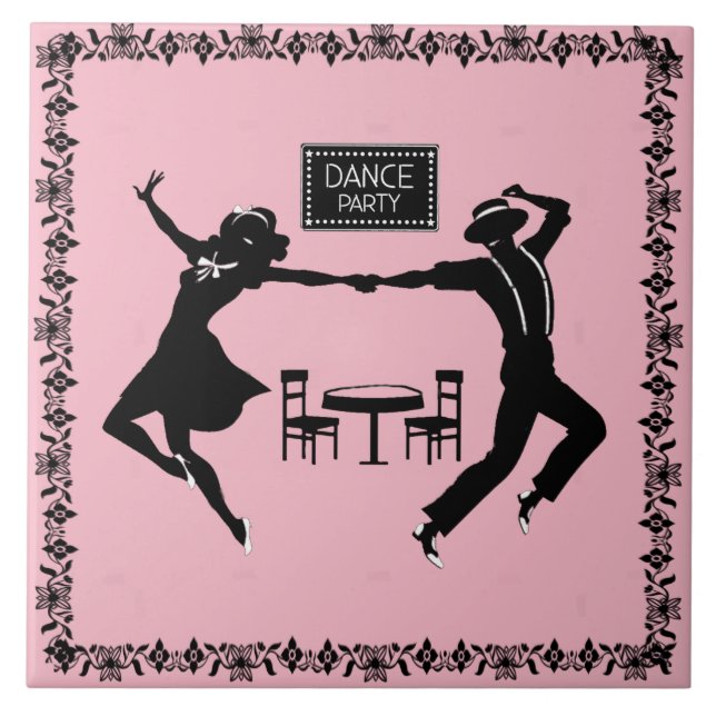 DANCE PARTY----CHANGEABLE BACKGROUND COLOR- TILE (Front)