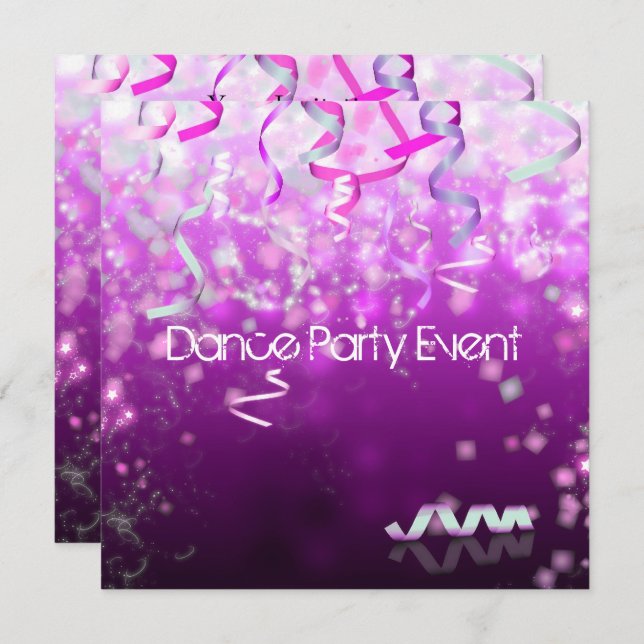Dance Party Event Streamers Invitation (Front/Back)