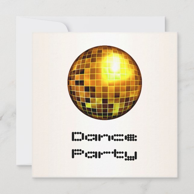 Dance Party Event White Gold Mirrorball Invitation (Front)