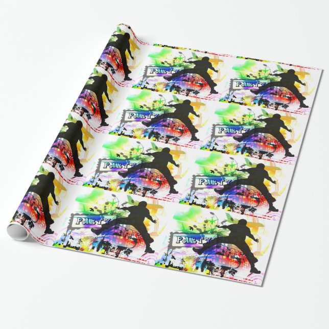 Dance Party Graffiti Wall Wrapping Paper (Unrolled)