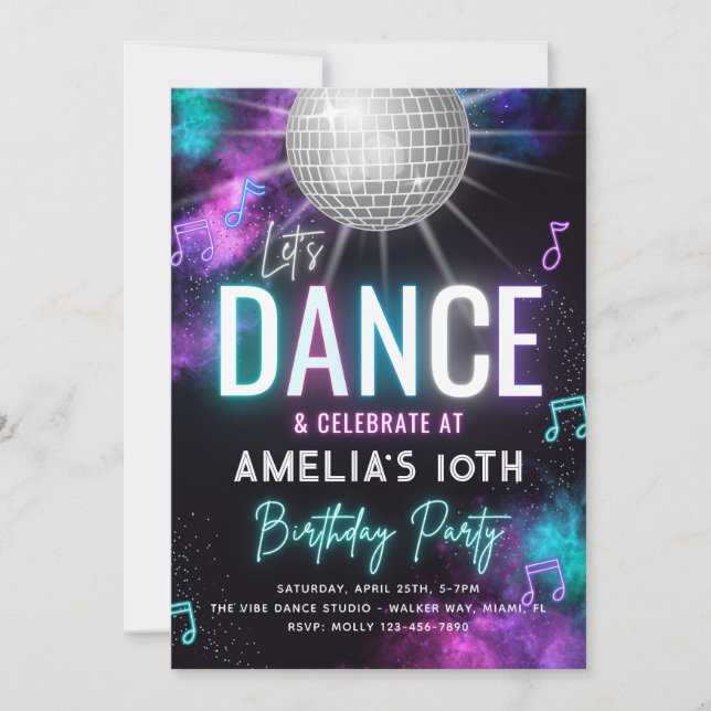 Dance Party Invitation | Dance Birthday Invitation (Front)