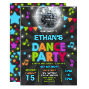 Dance Party Invitation Glow Disco Party Invite